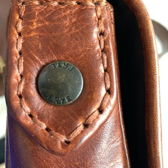 Frye Melissa Whipstitch Mini Saddle Distressed Leather Brown Crossbody Brown - Picture 11 of 14